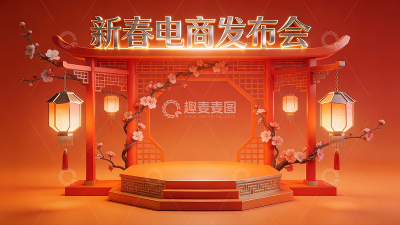 高清大图下载【趣麦麦图】新春电商发布会场景