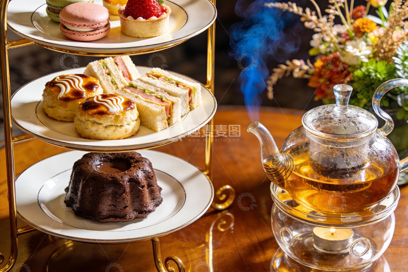 高清大图下载【趣麦麦图】精致下午茶三层点心架