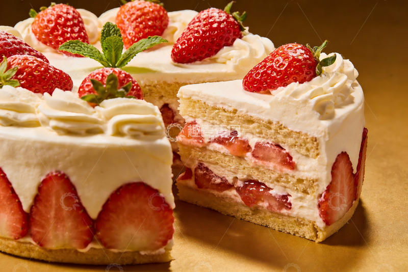高清大图下载【趣麦麦图】草莓奶油蛋糕特写