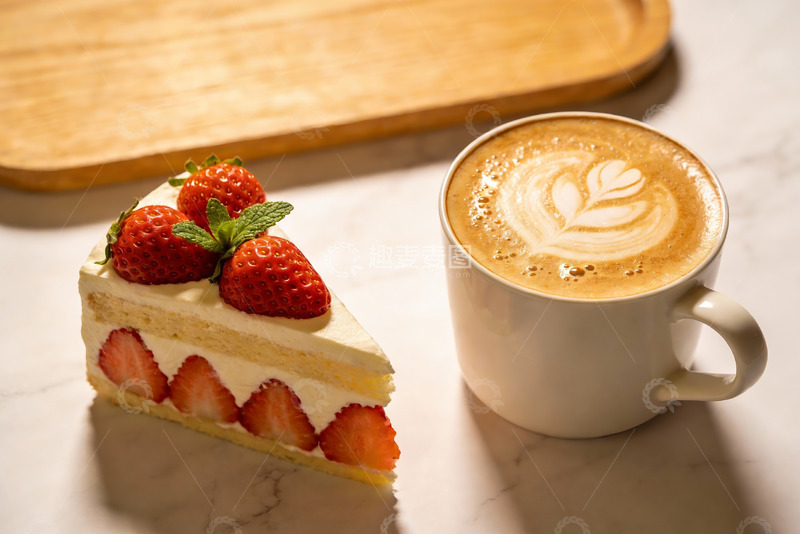 高清大图下载【趣麦麦图】草莓蛋糕与咖啡