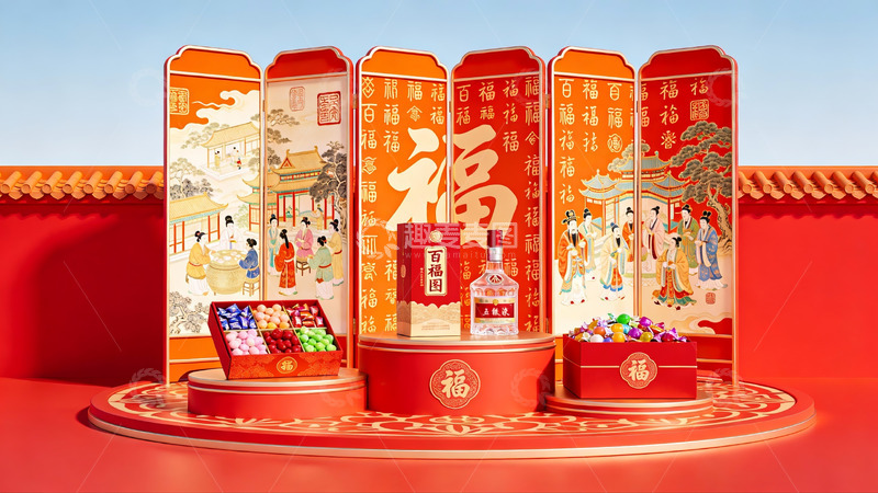 高清大图下载【趣麦麦图】春节主题礼盒展示