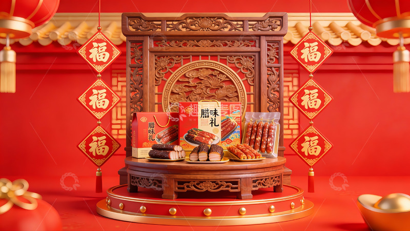 高清大图下载【趣麦麦图】春节传统糕点礼盒展示