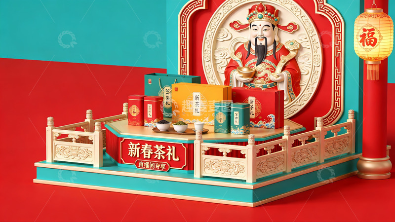高清大图下载【趣麦麦图】新春茶礼展示场景