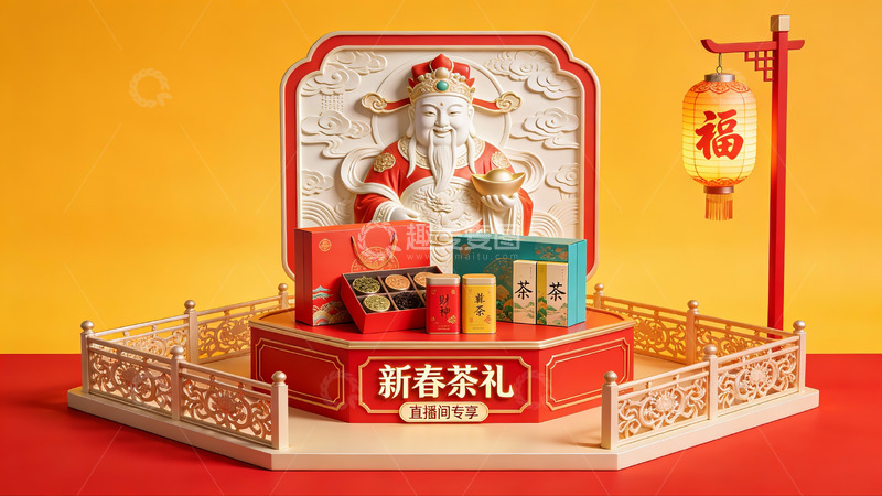 高清大图下载【趣麦麦图】新春茶礼展示场景