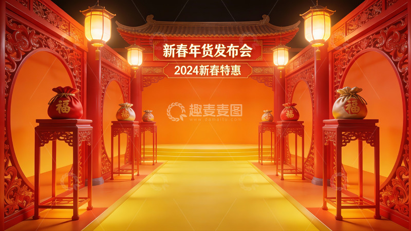 高清大图下载【趣麦麦图】2024新春年货发布会场景