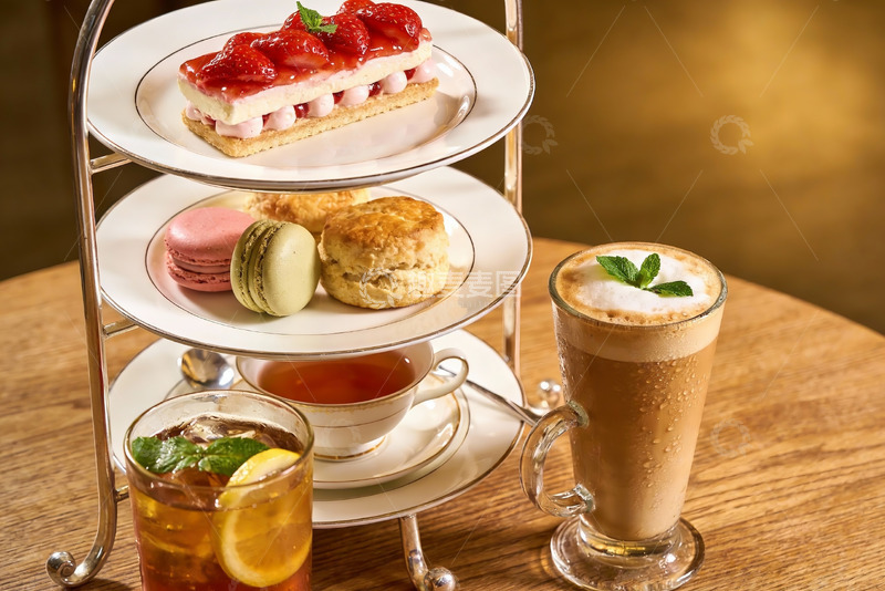 高清大图下载【趣麦麦图】三层下午茶甜点与饮品