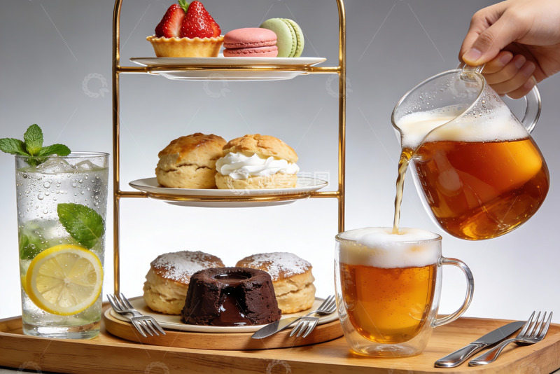 高清大图下载【趣麦麦图】下午茶点心与饮品特写