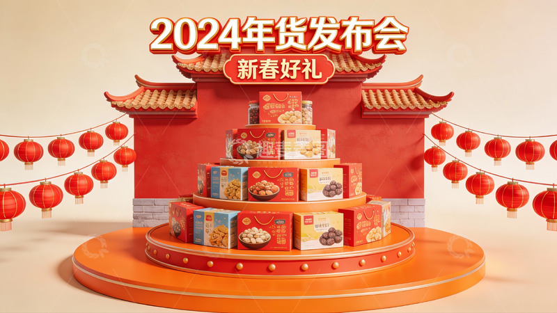 高清大图下载【趣麦麦图】2024年货发布会新春礼盒展示