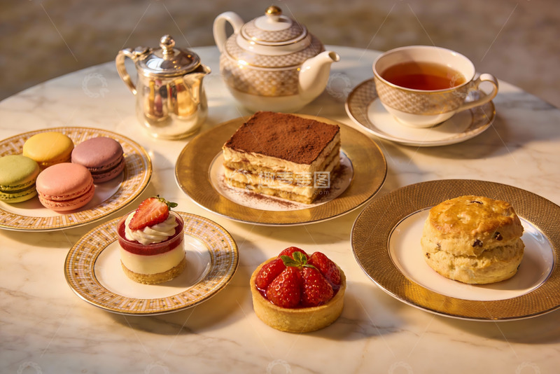 高清大图下载【趣麦麦图】精致下午茶甜点与茶具摆盘