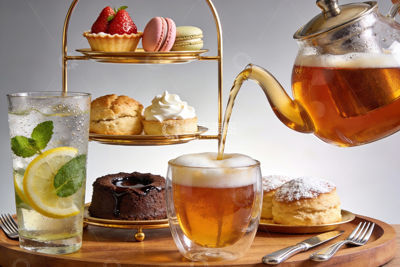 高清大图下载【趣麦麦图】下午茶时光茶点与饮品