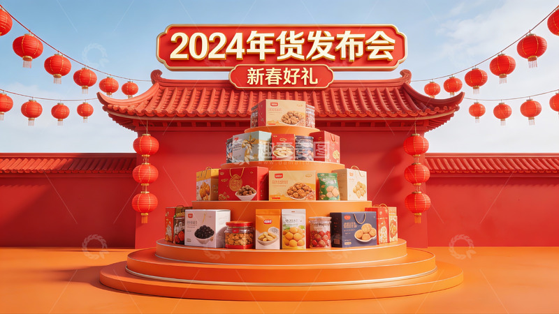 高清大图下载【趣麦麦图】2024年货发布会新春礼盒展示