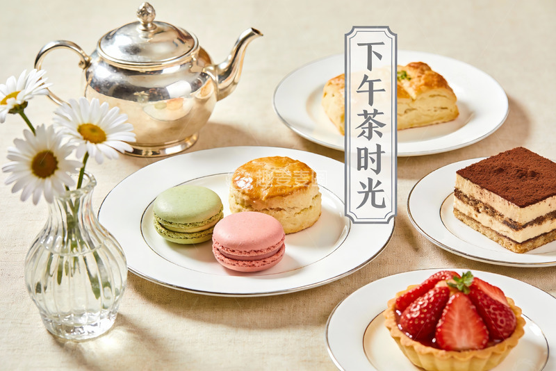 高清大图下载【趣麦麦图】精致下午茶甜点与茶具摆拍