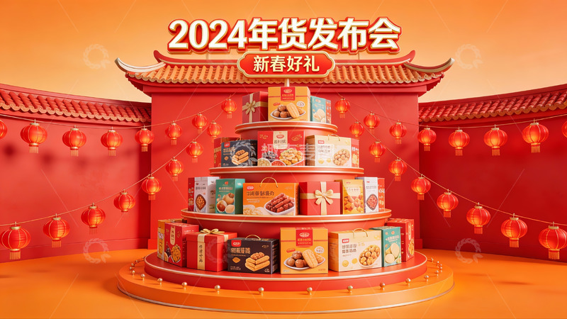高清大图下载【趣麦麦图】2024年货发布会新春礼盒展示