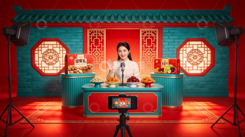 高清大图下载【趣麦麦图】传统风格直播场景展示