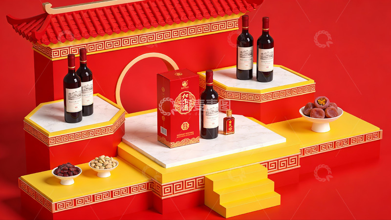高清大图下载【趣麦麦图】中式礼盒酒品陈列展示