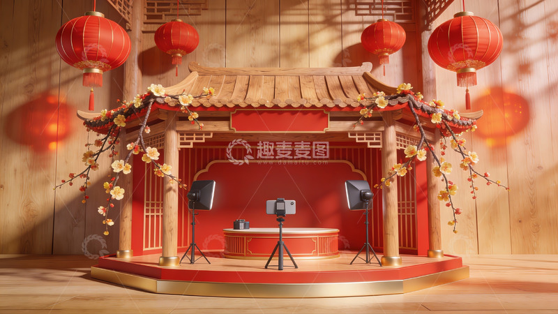 高清大图下载【趣麦麦图】中式传统舞台布景