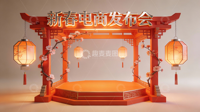 高清大图下载【趣麦麦图】新春电商发布会场景