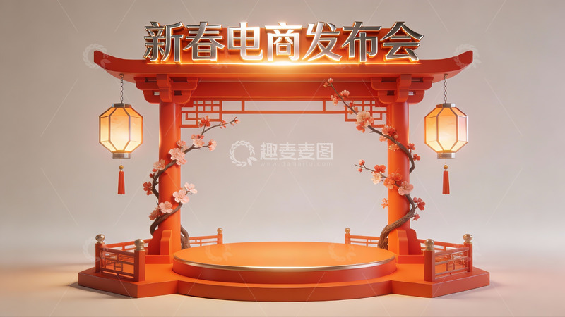 高清大图下载【趣麦麦图】新春电商发布会舞台设计