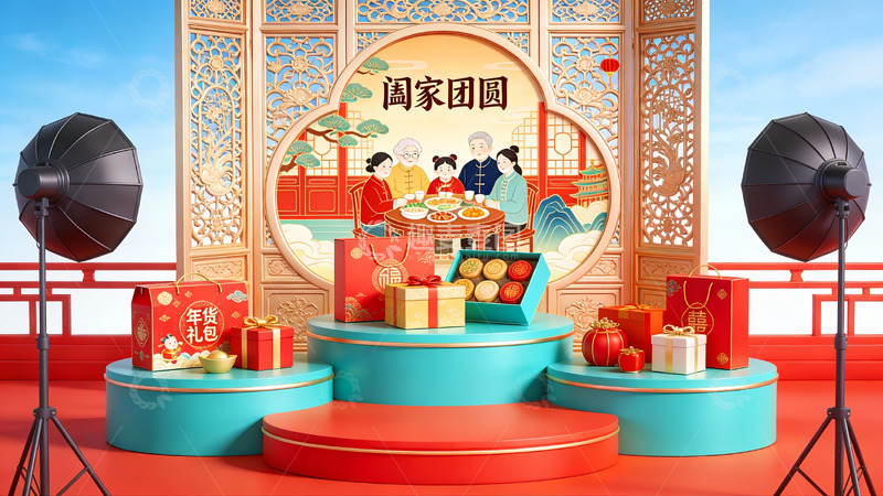 高清大图下载【趣麦麦图】春节团圆主题陈列展示