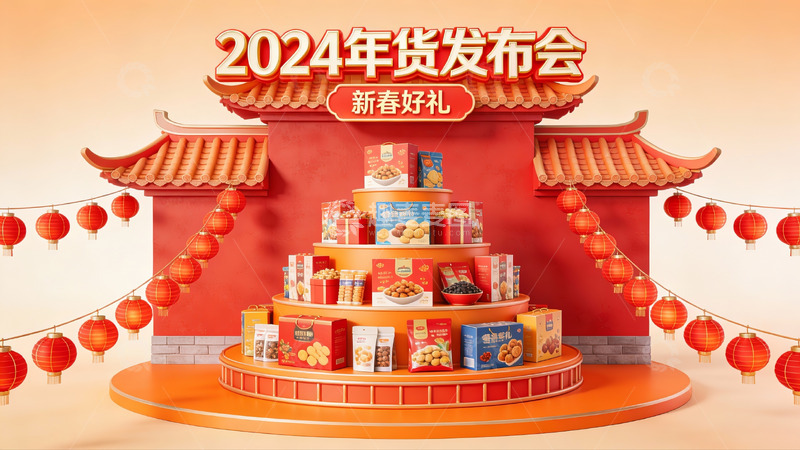 高清大图下载【趣麦麦图】2024年货发布会新春礼盒展示