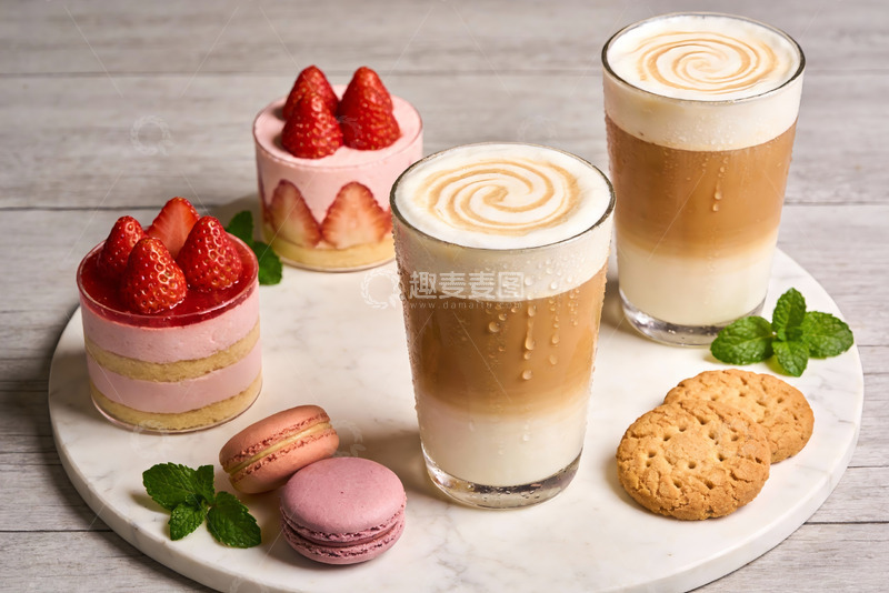 高清大图下载【趣麦麦图】草莓甜品与咖啡饮品