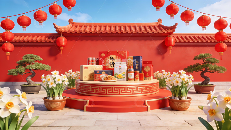 高清大图下载【趣麦麦图】春节年货陈列场景