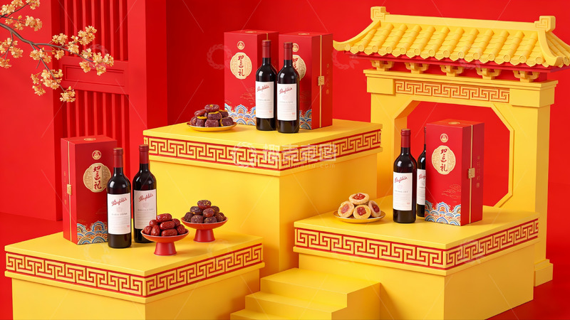 高清大图下载【趣麦麦图】春节主题酒礼盒展示