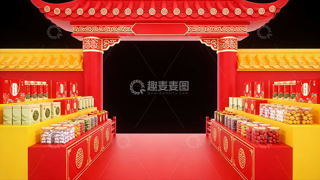 中式传统节日展台场景