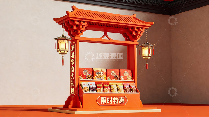 高清大图下载【趣麦麦图】中式礼盒展架陈列展示