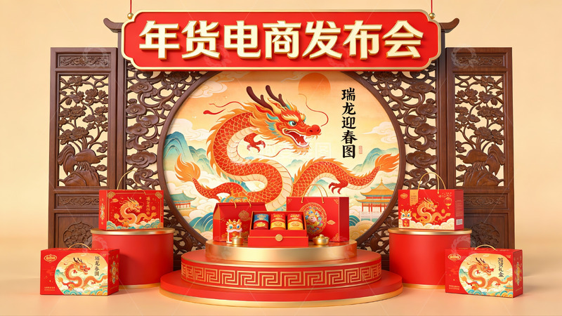 高清大图下载【趣麦麦图】年货电商发布会现场展示