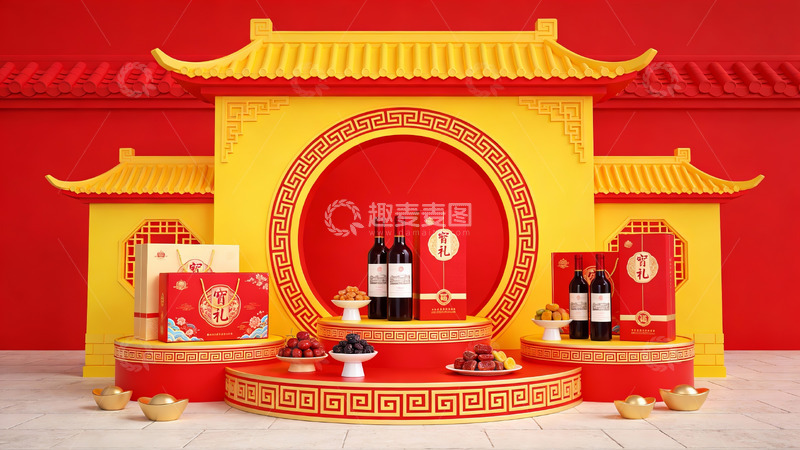 高清大图下载【趣麦麦图】中式节日礼盒陈列展示