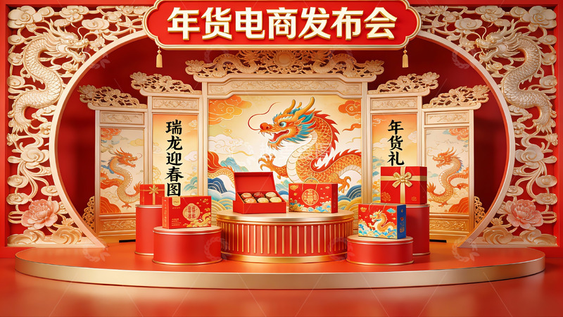 高清大图下载【趣麦麦图】年货电商发布会现场展示