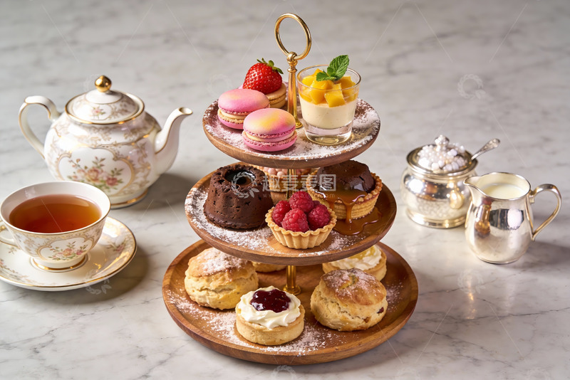 高清大图下载【趣麦麦图】精致英式下午茶点心摆盘
