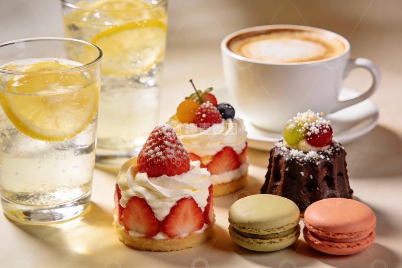 高清大图下载【趣麦麦图】精致甜点与饮品摆盘