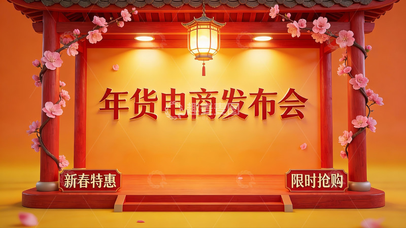 高清大图下载【趣麦麦图】年货电商发布会宣传场景