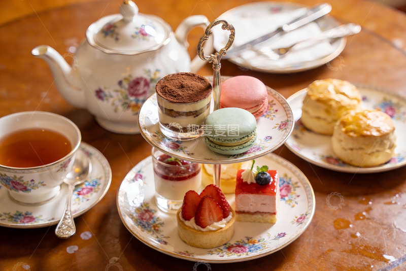 高清大图下载【趣麦麦图】精致下午茶点心与茶具