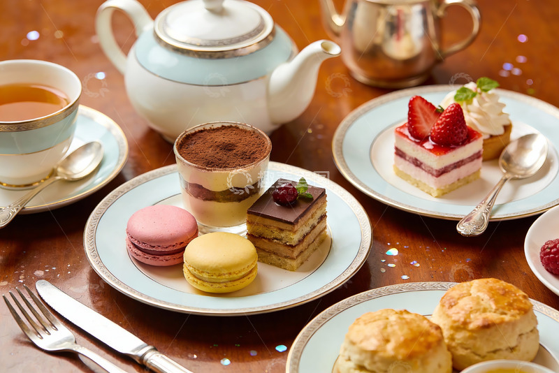 高清大图下载【趣麦麦图】精致下午茶甜点与茶具摆盘