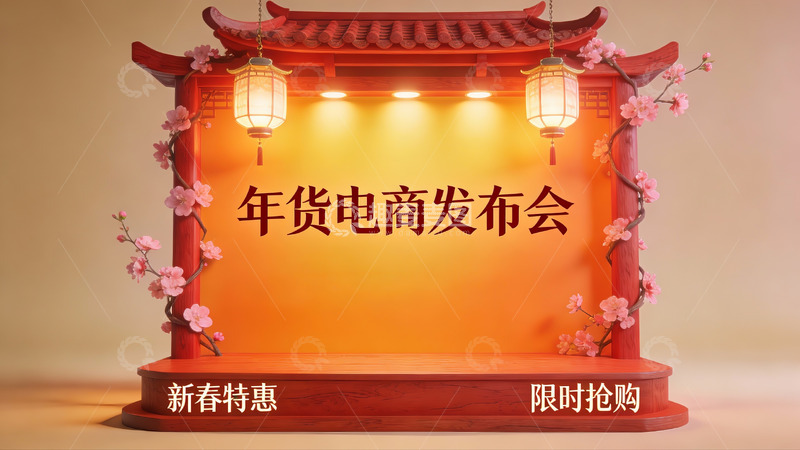 高清大图下载【趣麦麦图】年货电商发布会宣传场景