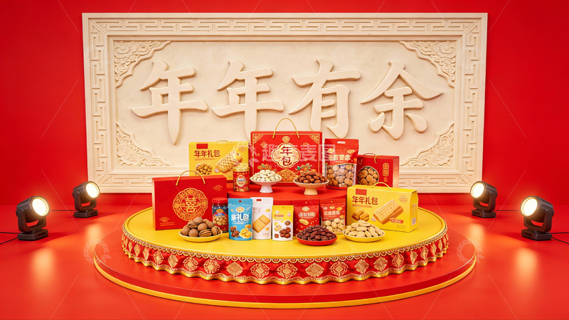 高清大图下载【趣麦麦图】春节礼盒陈列展示