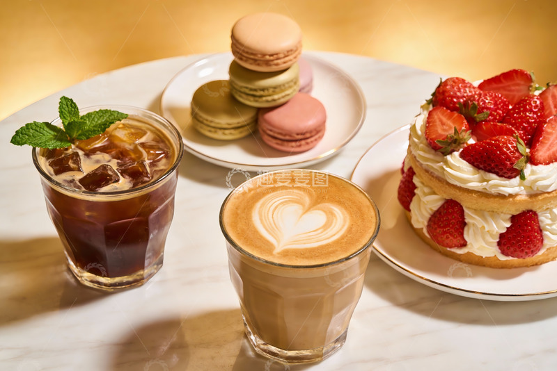 高清大图下载【趣麦麦图】精致甜品与饮品摆盘