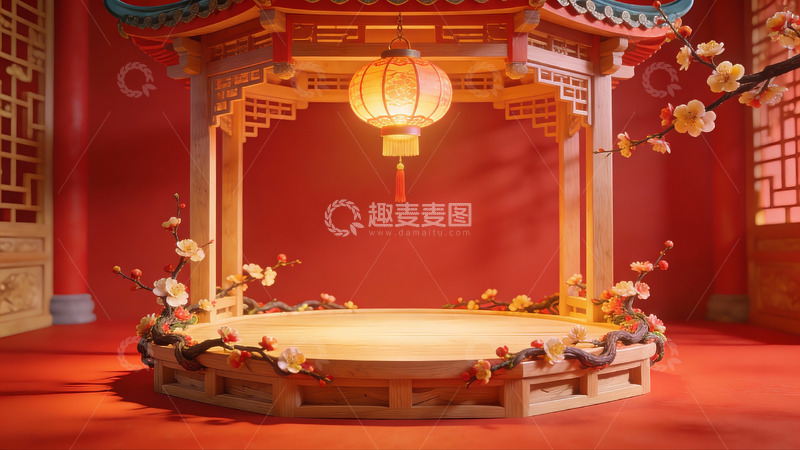 高清大图下载【趣麦麦图】中式亭台灯饰场景