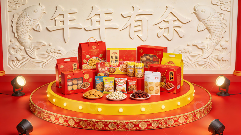 高清大图下载【趣麦麦图】春节礼盒陈列展示
