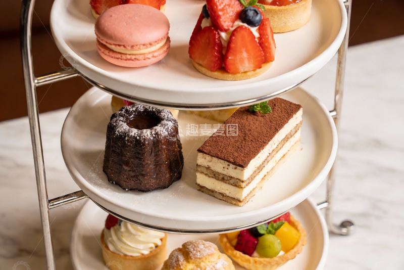 高清大图下载【趣麦麦图】三层甜点架精致下午茶
