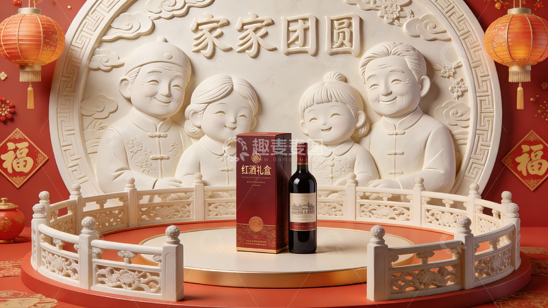 高清大图下载【趣麦麦图】团圆主题节日酒品展示