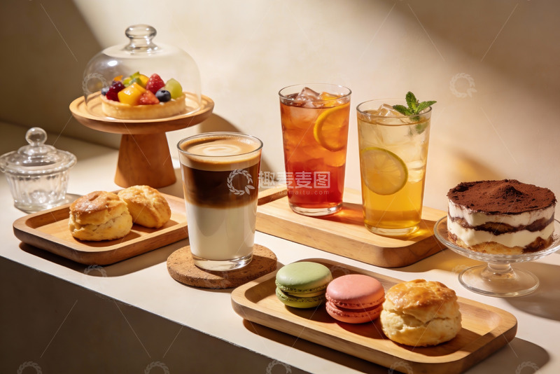 高清大图下载【趣麦麦图】精致下午茶甜点与饮品