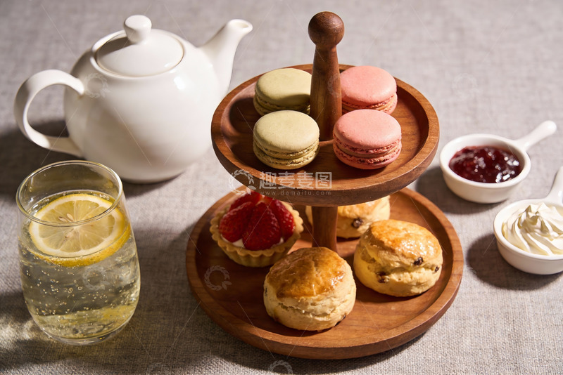 高清大图下载【趣麦麦图】精致下午茶点心与茶具摆拍