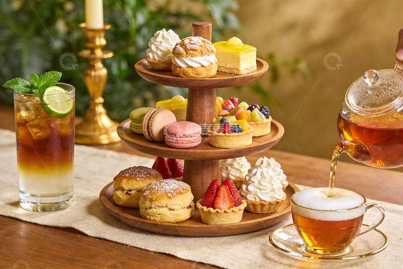 高清大图下载【趣麦麦图】三层甜点架配下午茶