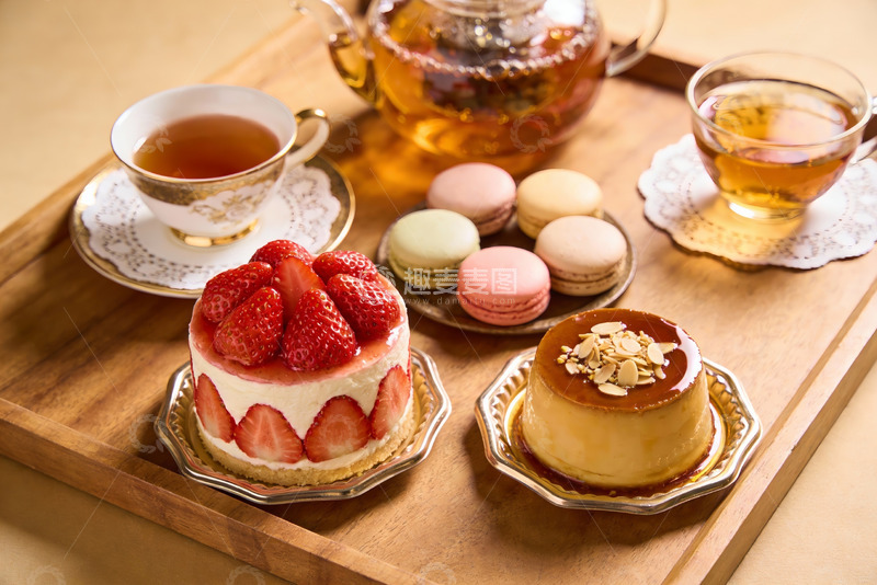 高清大图下载【趣麦麦图】精致下午茶甜点与茶具摆盘
