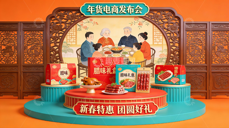 高清大图下载【趣麦麦图】年货电商发布会场景展示