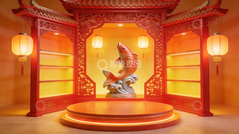 高清大图下载【趣麦麦图】中式鱼雕陈列展示